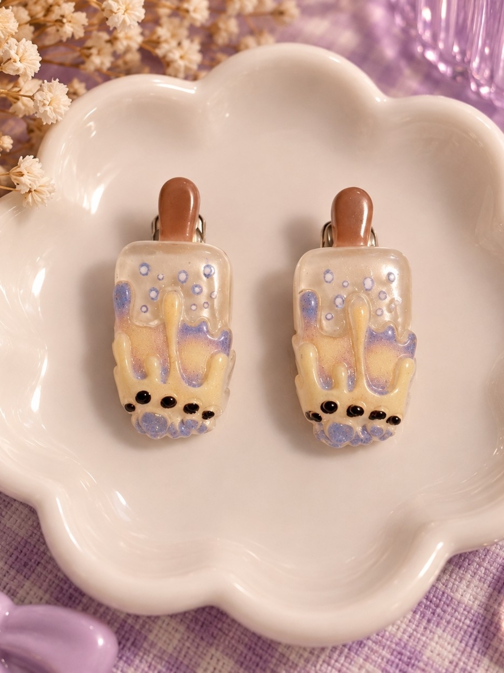 Kawaii Bubble Tea Duckbill Hair Clips – Set of 2 New